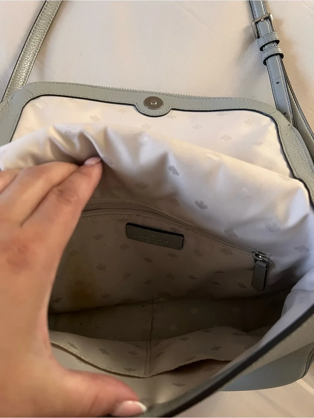 Kate Spade New York Gray Pebbled Leather Convertible Shoulder & Crossbody Bag
